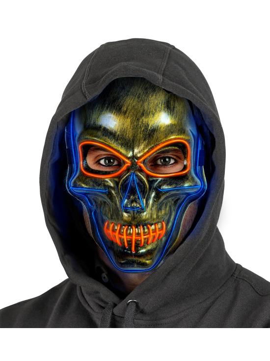Máscara de caveira LED, rosto brilhante, caveira, esqueleto, demônio, Halloween