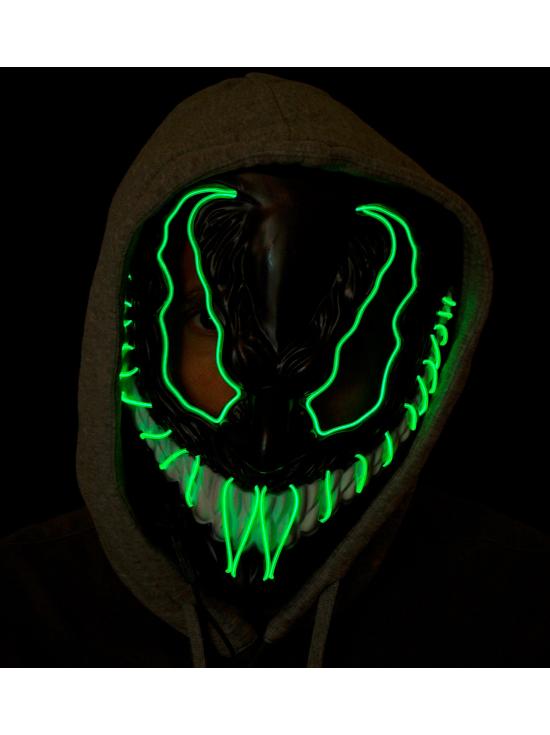 Máscara de monstro LED rosto brilhante careta assustador demônio Halloween