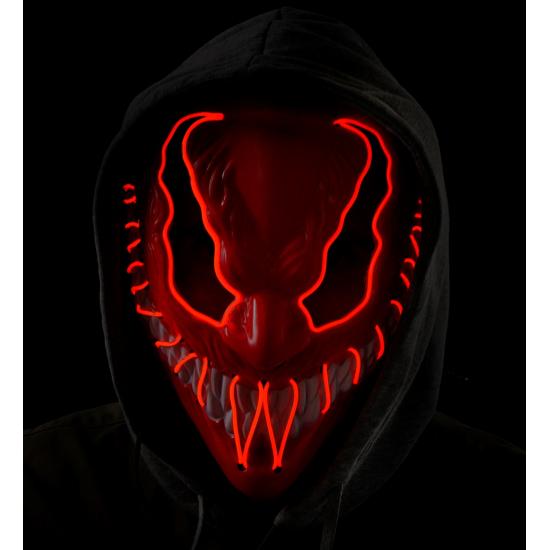 Máscara de monstro LED rosto brilhante careta assustador demônio Halloween