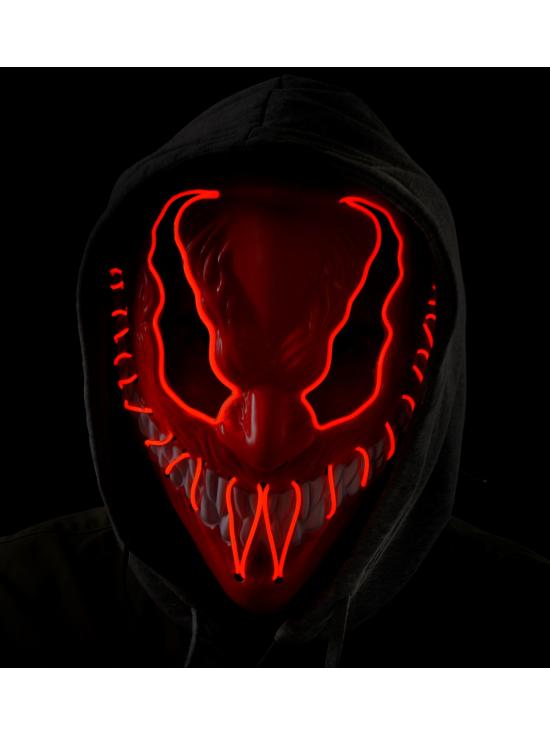 Máscara de monstro LED rosto brilhante careta assustador demônio Halloween