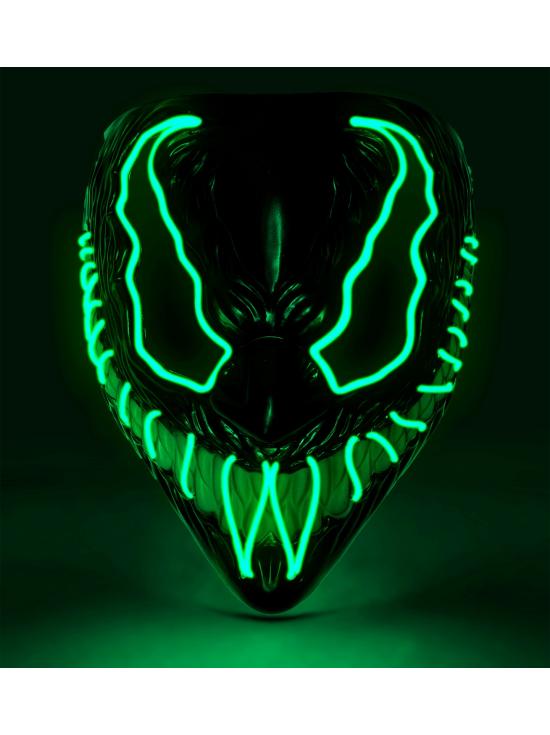 Máscara de monstro LED rosto brilhante careta assustador demônio Halloween