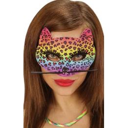 Máscara de leopardo arco-íris