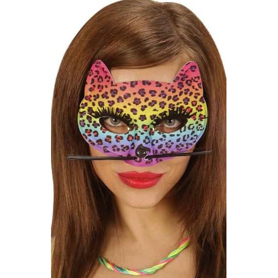 Máscara de leopardo arco-íris