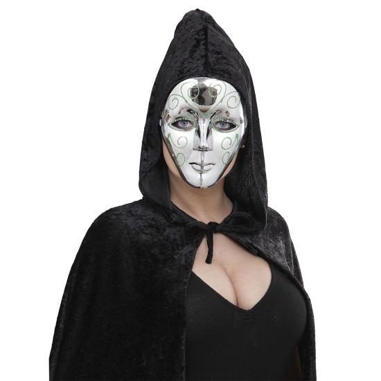 Máscara Plateada con Glitter Verde