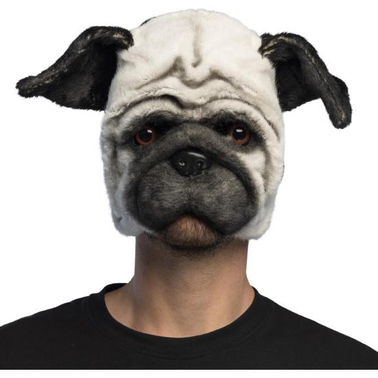Máscara realista de cachorro pug – Fantasia divertida e chamativa