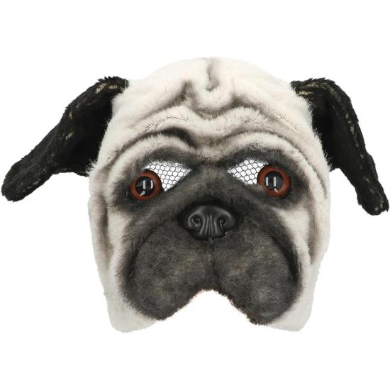 Máscara realista de cachorro pug – Fantasia divertida e chamativa