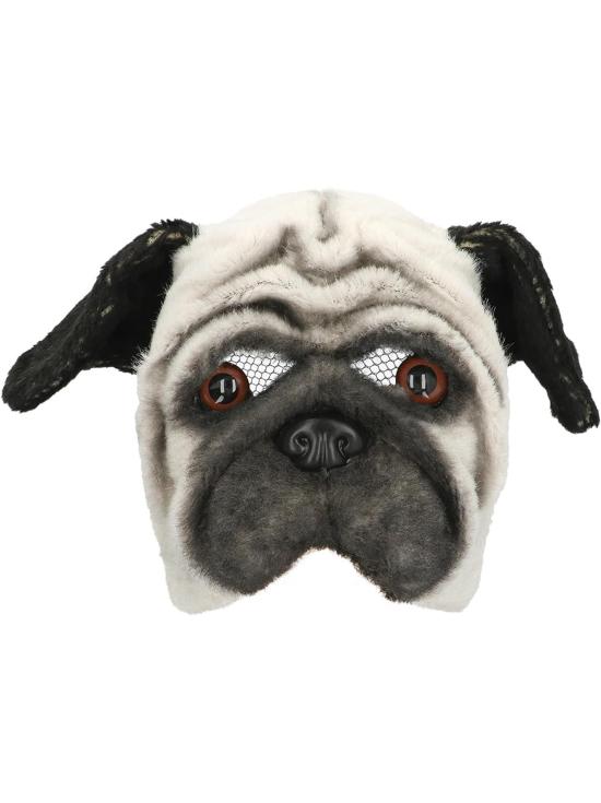 Máscara realista de cachorro pug – Fantasia divertida e chamativa