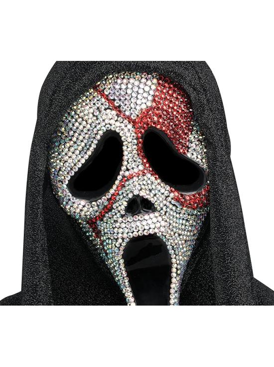 Máscara de Rosto de Fantasma Sangrento e Brilhante – Horror com Glitter e Estilo