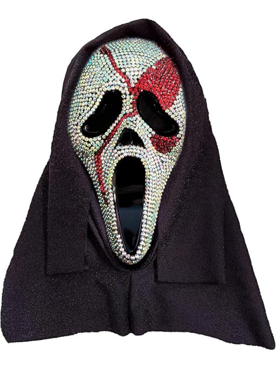 Máscara de Rosto de Fantasma Sangrento e Brilhante – Horror com Glitter e Estilo