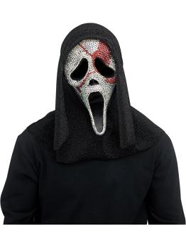 Máscara de Rosto de Fantasma Sangrento e Brilhante – Horror com Glitter e Estilo