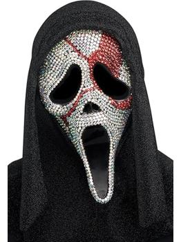 Máscara de Rosto de Fantasma Sangrento e Brilhante – Horror com Glitter e Estilo
