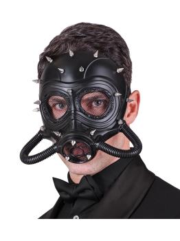 Máscara Steampunk Preta com Espinhos – Traje Gótico, Fetiche ou Pós-Apocalíptico