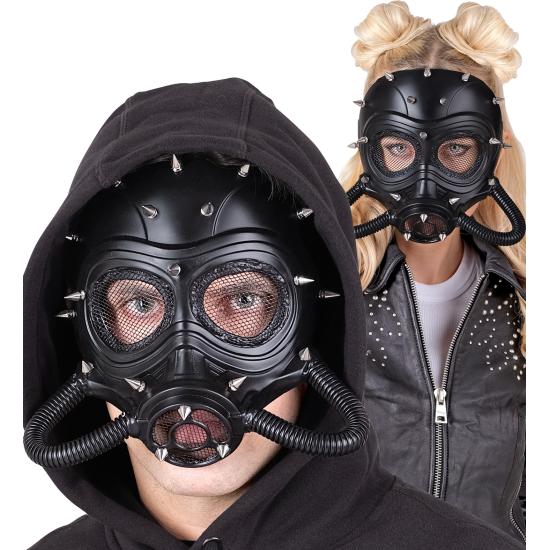 Máscara Steampunk Preta com Espinhos – Traje Gótico, Fetiche ou Pós-Apocalíptico