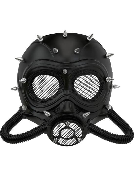 Máscara Steampunk Preta com Espinhos – Traje Gótico, Fetiche ou Pós-Apocalíptico