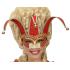 Máscara veneziana vermelha decorada com glitter dourado