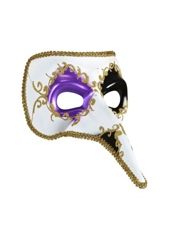 Máscara Veneziana Nariz Decorado Roxo/Preto
