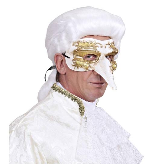 Máscara Veneziana Nariz Decorado em Ouro.