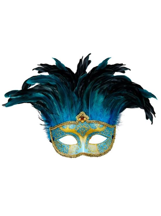 Máscara veneziana com penas