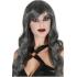 Peruca longa e ondulada cinza