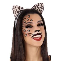 Tiara com orelhas de leopardo