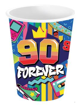 Pacote de 6 copos dos anos 90 240 ml 9 cms