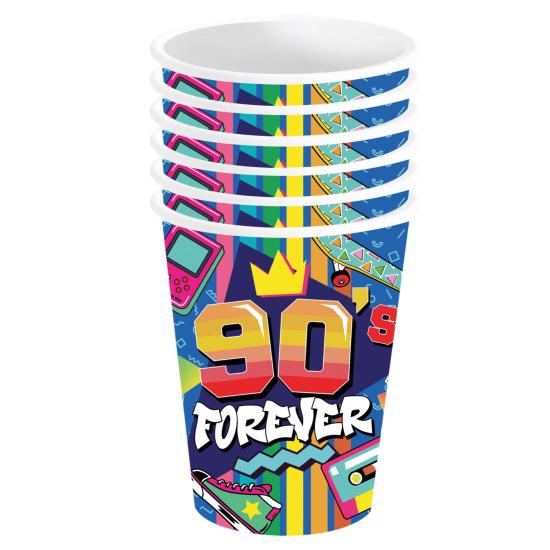 Pacote de 6 copos dos anos 90 240 ml 9 cms