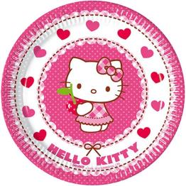 PACK 8 PRATOS 20 CM OLÁ KITTY CORAÇÕES