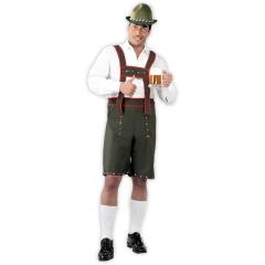Calças tirolesas com suspensórios, estilo Oktoberfest alemão.