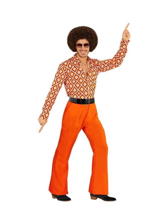 Calça masculina laranja dos anos 70