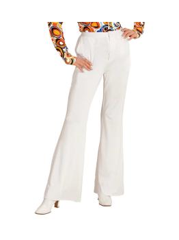Calça feminina branca descolada dos anos 70 *