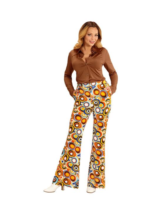 Calça Feminina Anos 70 Groovy Bubbles