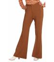 Calça feminina marrom descolada dos anos 70 *