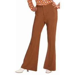 Calça feminina marrom descolada dos anos 70 *
