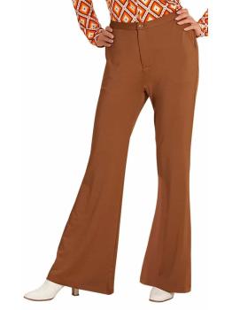 Calça feminina marrom descolada dos anos 70 *
