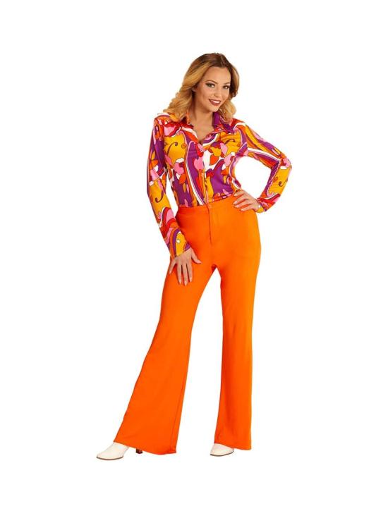 Calça Feminina Anos 70 Groovy Laranja