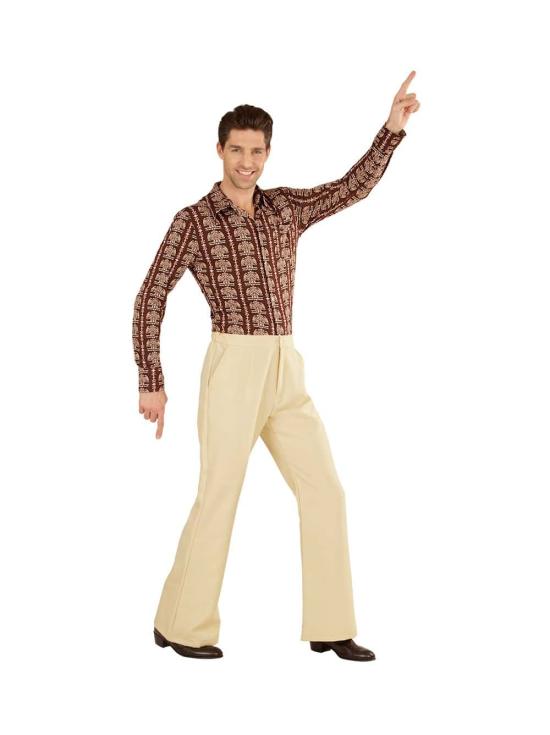 Calça Masculina Anos 70 Groovy Bege