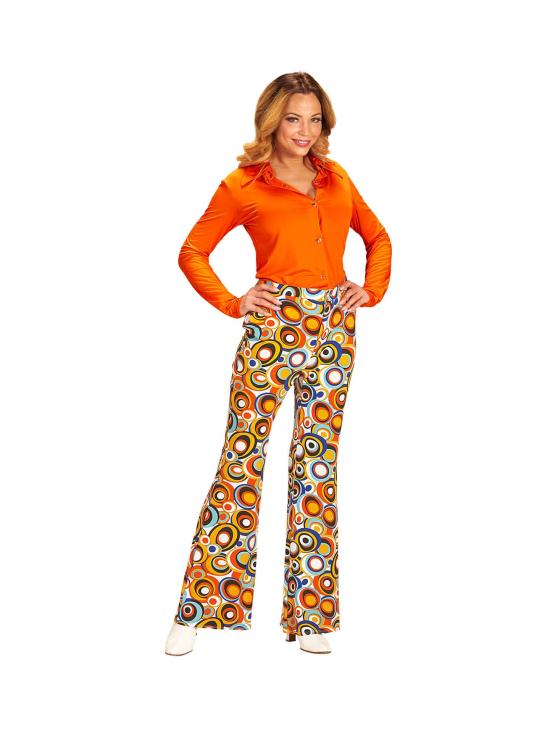 Calça Feminina Anos 70 Groovy Bubbles