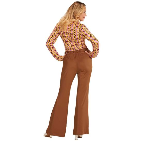 Calça feminina marrom descolada dos anos 70 *