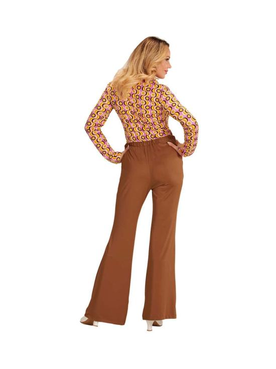 Calça feminina marrom descolada dos anos 70 *