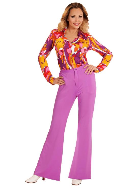 Calça feminina roxa dos anos 70