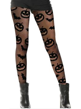 Meias de Halloween com abóboras e morcegos