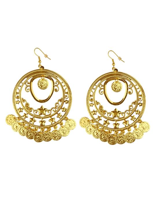 Par de brincos de ouro com moedas