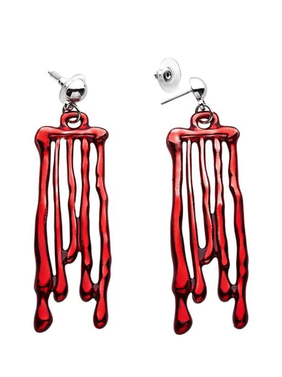 Par de brincos de sangue pingando.