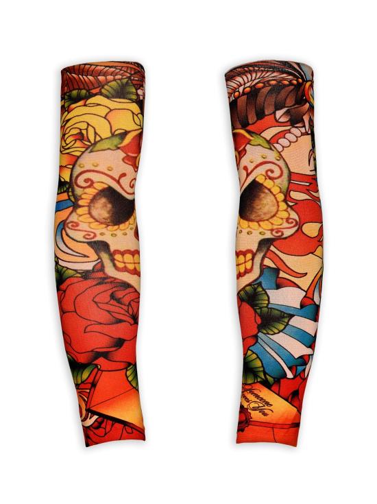 Par de mangas coloridas com efeito tatuagem