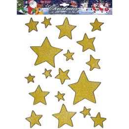 Conjunto de adesivos para janela estrelas 18 unidades glitter