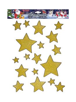 Conjunto de adesivos para janela estrelas 18 unidades glitter
