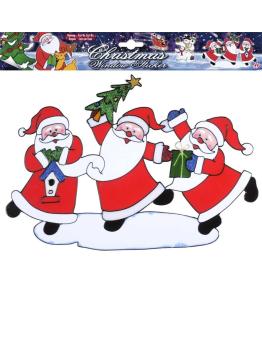 Adesivo de janela Papai Noel Trio horizontal 40 cms