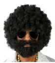 Peruca afro preta com barba