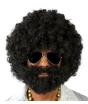 Peruca afro preta com barba