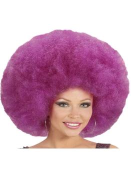 Peruca afro violeta tamanho XXL – Volume gigante para carnaval e festas.